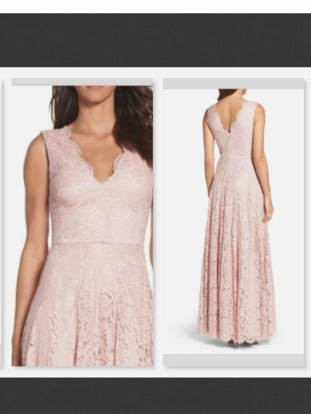 NEW Vera Wang Lace Double V Neck Blush Gown Dress Size 6